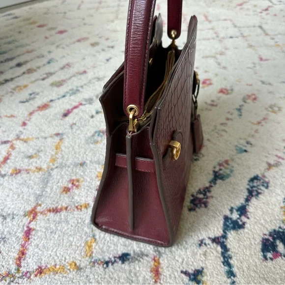 Tory Burch Lee Radziwill Embossed Small Double Bag in Roma Red - Picture 5 of 15